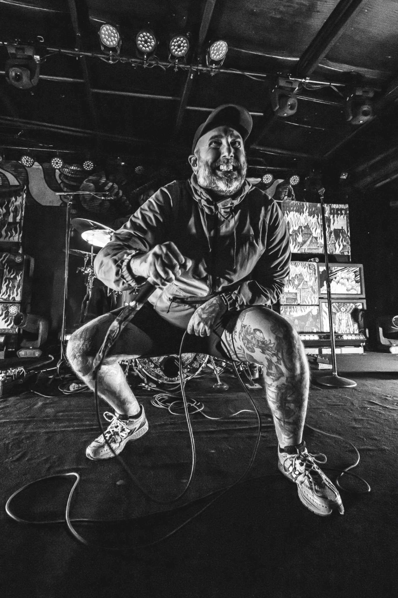 Close portrait of a vocalist during a live performance