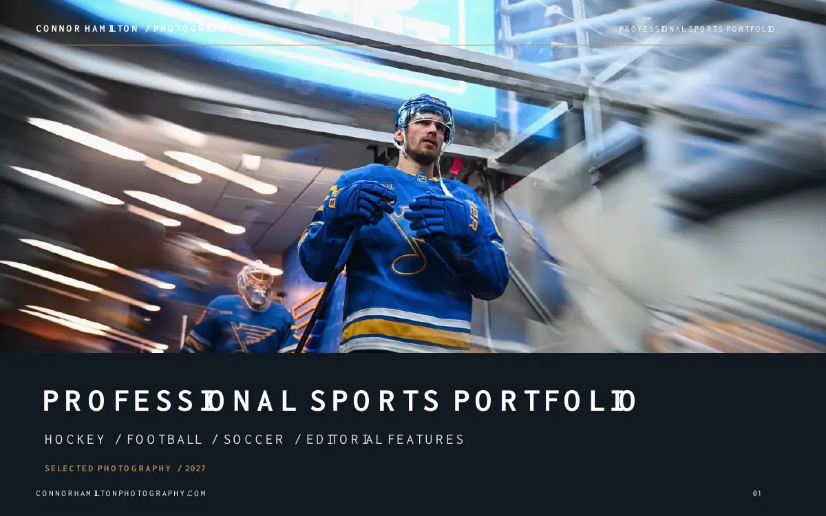 First-page preview of the Professional Sports Photography Portfolio