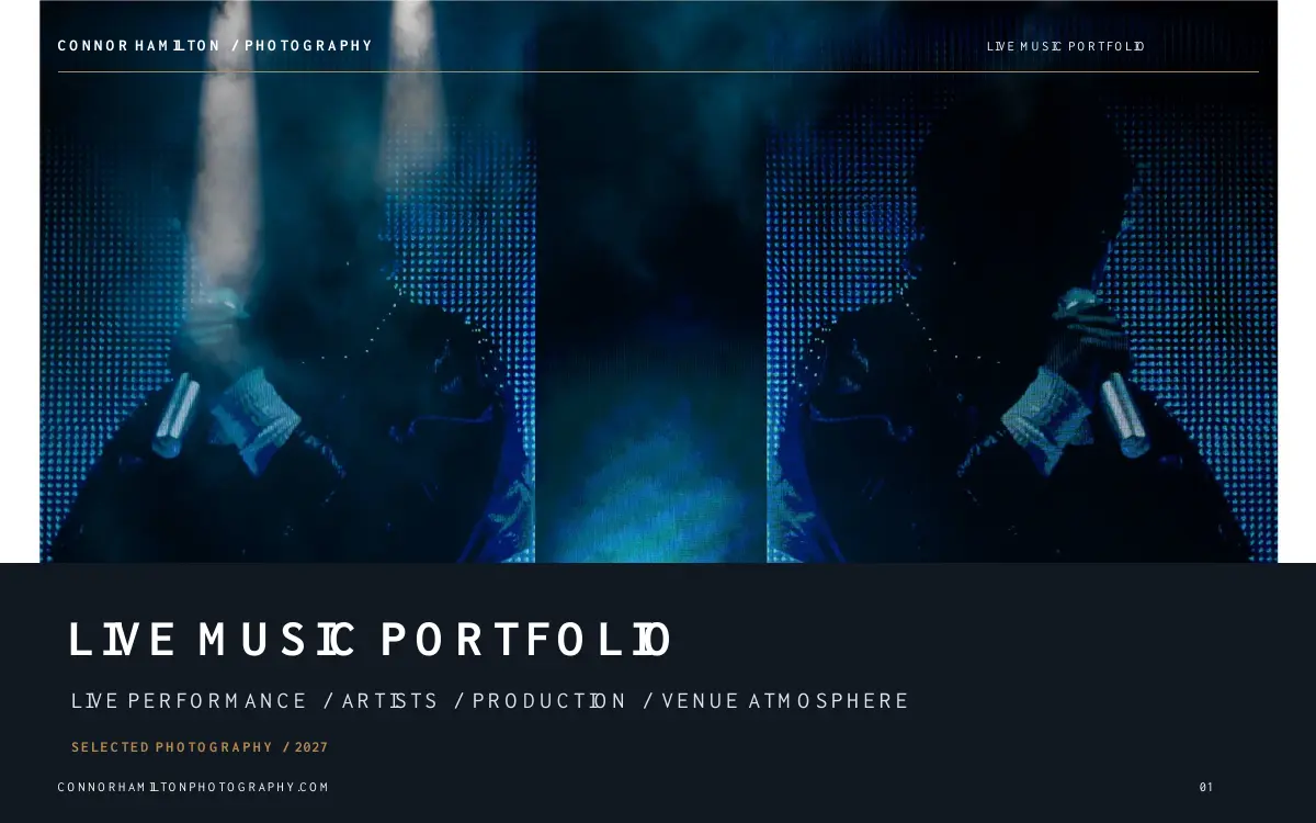 First-page preview of the Live Music Photography Portfolio